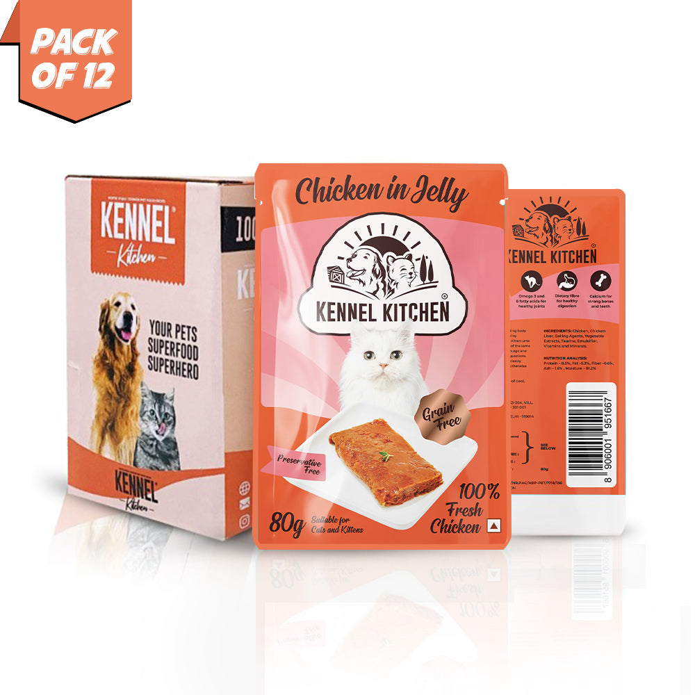 Grain Free Wet Cat Food for Adults and Kittens Chicken in Jelly